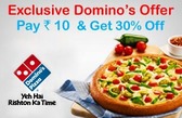 Rs. 10 for 30% off on an online order of minimum bill of Rs. 350