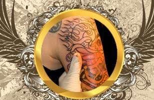 Rs. 339 for a 3-sq-inch black & grey/coloured tattoo worth Rs. 3600 at Om Tattoo World