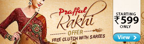 Free clutch with Prafful Saree
