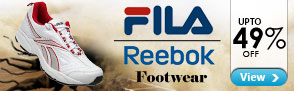 Upto 49% off footwear From Reebok and Fila