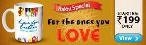 Rakhi special mugs at rs. 199