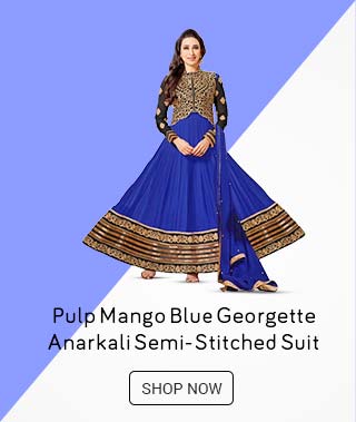 Pulp Mango Blue Georgette