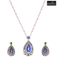 Piebee Silver Tone Lapis Pendant Set