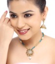 Kshitij Elite Golden & Blue Necklace Set