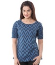 Enah Indigo Blue Printed Top