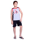 Happy Hours Grey T-Shirt & Navy Blue Shorts For Kids