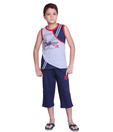Happy Hours Challenger Grey T-Shirt & Navy Blue Capri For Kids
