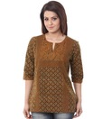 Enah Mustard Printed Top