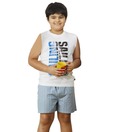 SDL By Sweetdreams White & Light Blue Striped Night Suit For Kids