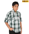 Pokins Yankee Green Checkered Shirt For Kids
