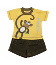 Little Kangaroos Yellow Cheeky Monkey T-Shirt & Shorts For Kids