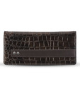 Ivy Glossy Brown Croc Print Clutch