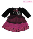 Isabelle Black & Fuschia Pink Beaded Frock For Kids