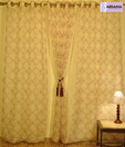 ARIANA  Flower Blocks Pink Sheer Window Curtains