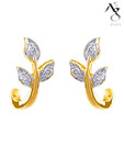 Ag Real Diamond Six Stone Leaf Shape Fashion Earrings