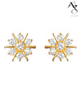 Ag Real Diamond Fourteen Stone Sun Shine Look Earrings