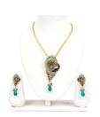 Adhira Mayur Design Green & Blue Necklace Set