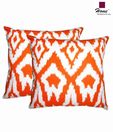 Home Set Of 2 Cotton Printed Orange Cushion Covers