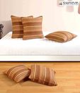 Swayam Brown Striped Cushion Cover Set - 5 Pcs