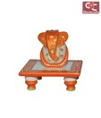 Craft N Craft Marble Orange Ganesha On Chowki