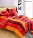 Swayam Striped Orange & Yellow Cotton Double Bed Sheet Set