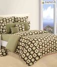 Swayam Olive Green & Brown Double Bed Sheet Set