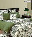 Swayam Green & Off-White Double Bed Sheet Set