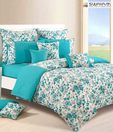 Swayam Turquoise Floral Double Bed Sheet Set