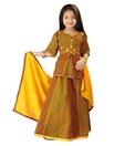 Little India Yellow & Green Lehnga Choli For Kids