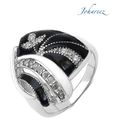 Johareez Magnificent Black CZ Sterling Silver Ring