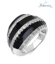 Johareez Classy Black CZ Sterling Silver Ring