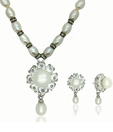OPS. Vibrant Rhodium Plated Pearl Pendant Set DSNPS30