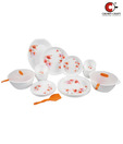 Crown Craft White & Orange Dinner Set - 32 Pcs