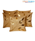 Dekor World Beige Leaves Cushion Cover Set
