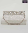 Aarna Craft Shimmery Silver Crystal & Bead Work Clutch