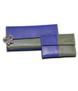 Butterflies Olive Green Blue Wallet & Clutch Combo