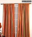 Deco Window Orange & Grey Striped Curtain