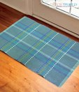 Dekor World Blue Checkered Cotton Rug
