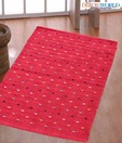 Dekor World Woven Dotted Pink Cotton Rug