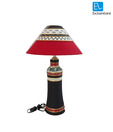 ExclusiveLane Terracotta Madhubani Tapperred Round Lamp Black