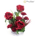 Flowers Boutique Contemporary Silky Red Roses Bouquet With A Vase