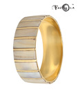 Favola Glam Golden & Cream Striped Wooden Bangle