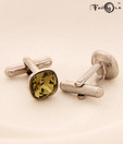 Favola Alluring Olive Green Crystal Cufflinks
