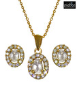 Piebee Rose Quartz Pendant Set With Earrings