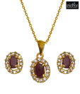 Piebee Ruby Pendant Set With Earrings