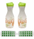 Polo Set of Two Transparent Green Bottle & Ice Tray
