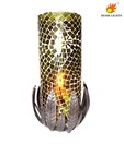 Home Lights Candle Pillar Holder with Green Glass Pillar