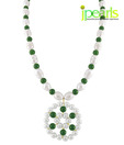 Jpearls Adorable White & Green Pearl Necklace