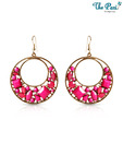 Pari Round Design Pink Rhinestone Earrings