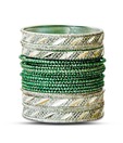 Aadya Set Of Green & Silver Lac Bangles